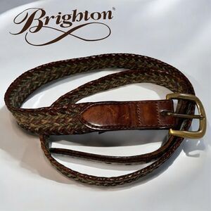 Brighton Men's Brown Braided Leather Belt Brass Buckle Size 36